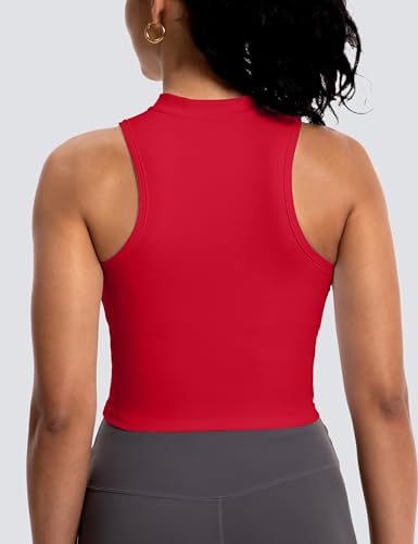 MathCat Half Zipper Workout Tank Tops for Women with Built in Bra, Racerback Workout Tops Sleeveless Crop Tops Gym Yoga Tops2