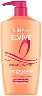 L'Oreal Paris Elvive Dream Lengths Restoring Shampoo With Fine Castor Oil and Vitamins B3 and B5 for Long, Damaged Hair, Visibly Repairs Damage Without Weighdown With System, 28 Fl Ounce