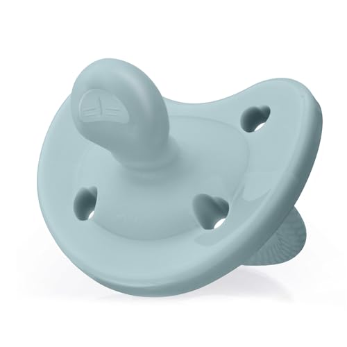 Image of Chicco PhysioForma Luxe Orthodontic Pacifier for Babies 6-16 Months, One-Piece 100% Soft Silicone, Supports Breathing, Textured Shield & Handle, Sterilizing Case, BPA Free, 2-Pack, Coastal Blue