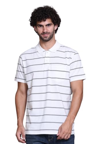 Image of Half Sleeve Polo T-Shirt for Men with Pocket || Stripe Collar and Pocket T-Shirt for Men Half Sleeves