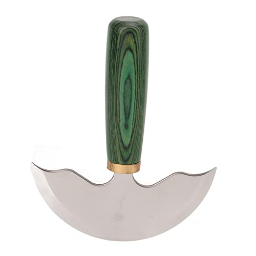 Couteau Demi-lune en Cuir, Coupe-cuir en Acier avec Manche en Bois pour L'artisanat du Cuir Demi-lune