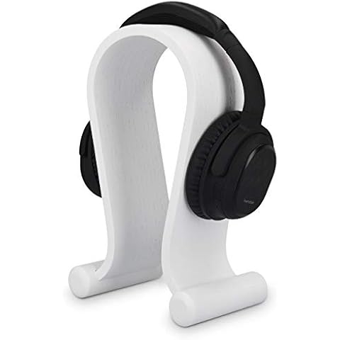 kalibri Kopfhörerhalter Kopfhörerständer Universal aus Holz - Kopfhörer Halter Headset Halterung - On Ear Headphone Stand - Eichenholz in Weiß Cover
