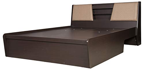 Image of Prudent King Size Engineered Wood King Bed with Hydraulic Storage (Particle Board - Teak Walnut)