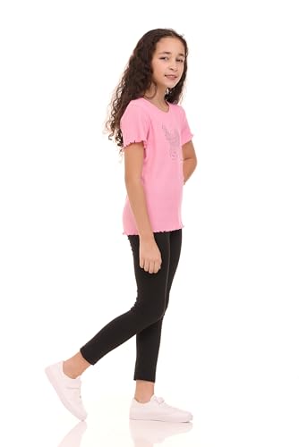 Pink Angel Girls’ 2-Pack Ribbed Tees – Sparkly Rhinestone Graphic T-Shirts – Soft, Stretchy, and Stylish Everyday Tops3