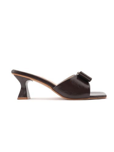 Image of DROP BOLD SQUARE TOE KITTEN HEEL WITH ELEGANT BOW DETAIL FOR WOMEN