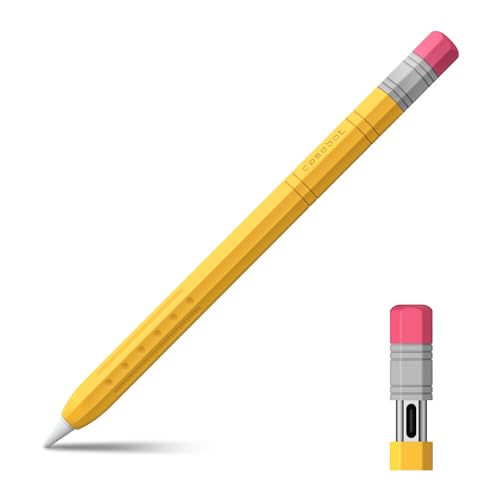 Fintie - Funda de Silicona para Apple Pencil (USB-C), Funda Protectora Suave y Antideslizante, Soporte de sujeción magnética, Color Amarillo, AAPH001