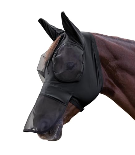 WALDHAUSEN Fliegenmaske Puck mit Nasenschutz, schwarz, VB