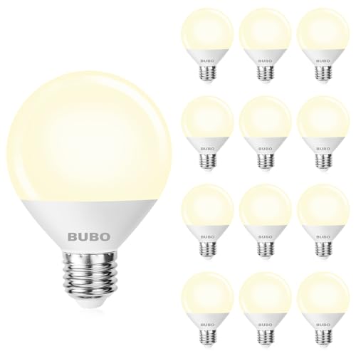 Image of BUBO Vanity Light Bulbs 60 Watt Equivalent, Bathroom Light Bulbs Warm White 3000K, G25 Globe Round Bulb 800 Lumens, E26 Medium Base, 7W, Non-Dimmable, 12 Pack