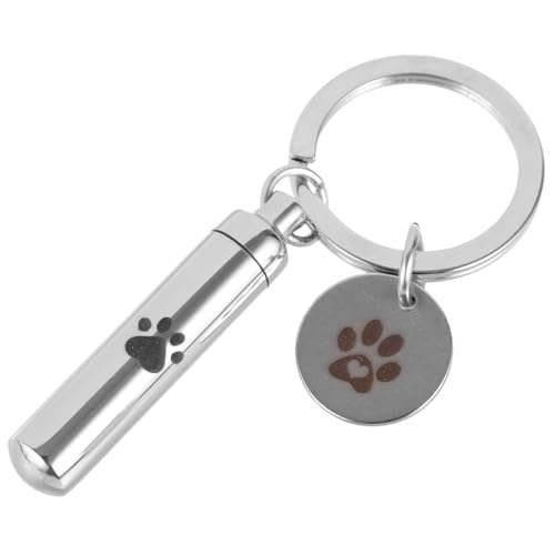 BESPORTBLE 鍵掛け飾り 壷灰キーチェーン ペットアッシュキーチェーン メタルキーホルダー 壷のペンダント ミニアッシュキーチェーン ペットの骨壷コンテナ ペット灰容器 Silver チタン鋼