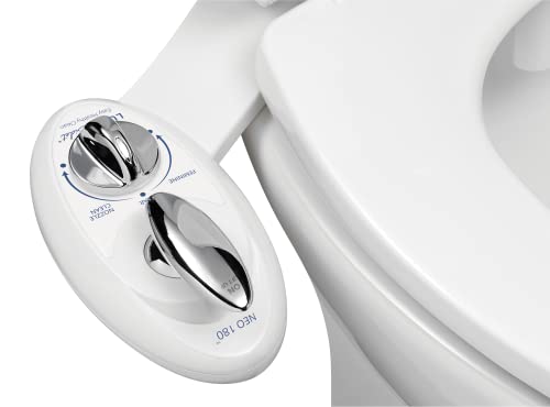 Luxe Bidet Neo 180 - Auto-nettoyage double Buse - Eau Douce non électrique mécanique Bidet WC Attachment (Blanc et blanc) Cover