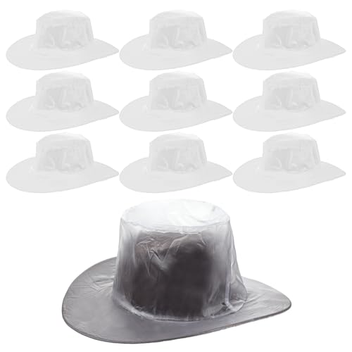10 Pcs XXL Cowboy Hat Cover Rain Dust Plastic Waterproof Hats Protectors, Clear Plastic Hats Protector for Storage Keep from Rain Snow