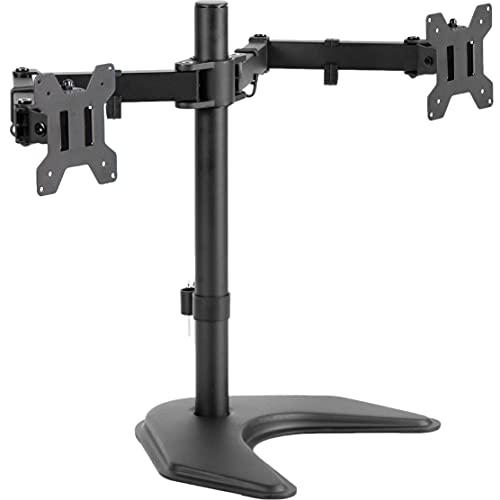 VIVO Dual LCD Monitor Free-Standing Desk Mount w/ Optional Bolt-Through / Stand Heavy Duty Fully Adjustable Fits 2 Screens up To 27" (STAND-V002F)