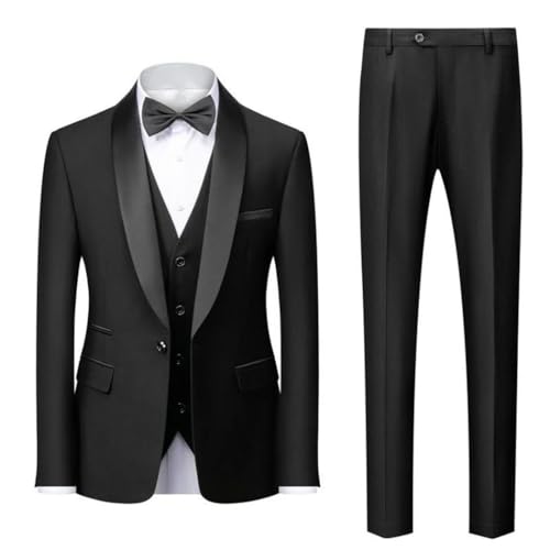 Mens Slim Fit Three Piece Suit Blazer Vest Pants Business Casual Outfit for Groom Wedding Party2