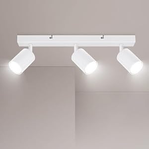 Ketom Deckenstrahler LED Weiß, Deckenstrahler 3 Flammig, LED Deckenleuchte Schwenkbar, GU10 Deckenlampe Spot, Deckenlampe 3 Flammig Modern, Strahler Deckenspot für Küche, Wohnzimmer, Schlafzimmer