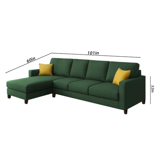 Image of Casaliving Rolando 6 Seater L Shape Sofa Set with 2 Puffy for Living Room (Green) Left Side Sofa Set for Living Room | Hall| Office Room