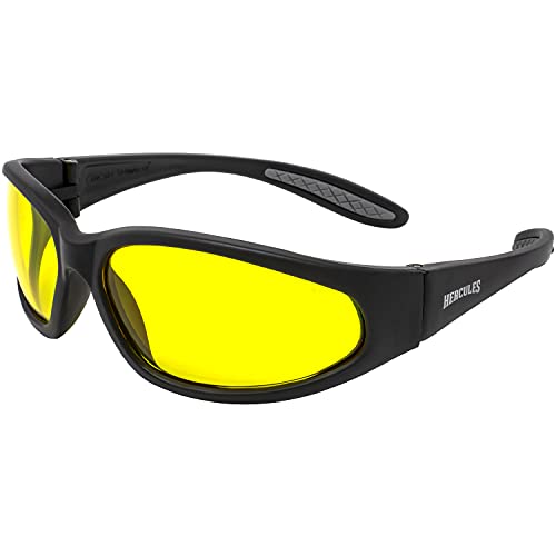 Global Vision Hercules Motorcycle Riding Sunglasses Black Frame w/Yellow Lenses