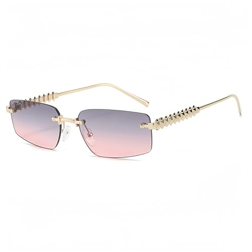 Lunettes de soleil en métal de haute qualité avec branches ciselées sans monture