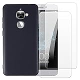 Shantime Hülle mit 2 Stück Schutzfolie Kompatibel mit LeEco Le 2 Pro, Stoßfeste Abdeckung & Gehärtetes Glas R&um-Schutz(Schwarz)