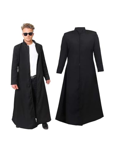 Costume de déguisement pour adulte - Longue veste noire du célèbre film d'action - Parfait pour les déguisements TV et cinéma (taille standard)