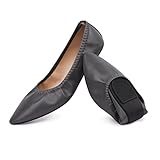 Women's Ballet Flat Slip On Flats - Classic Casual Dress Shoes, Foldable Portable Travel Ballet Walking Shoes, Grey, 7