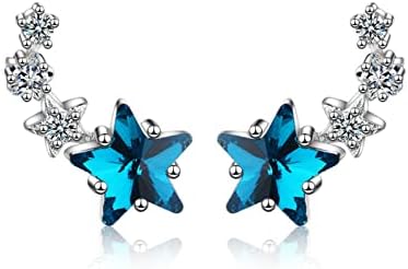 Stud Earring Blue Climber Star Stud Earrings Hypoallergenic Cute Star Earrings for Women Wedding Party