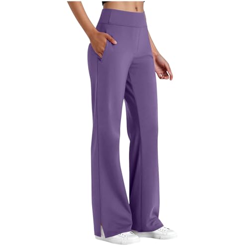 Pantalon Yoga Mujer,Cintura Elástica Alta Pantalones Deportivos Rectos Elástico Cómodo Pantalón Chándal Otoño Invierno Sueltos Casual Pantalon de Trabajo Oficina Color Sólido Yoga Jogger Pants