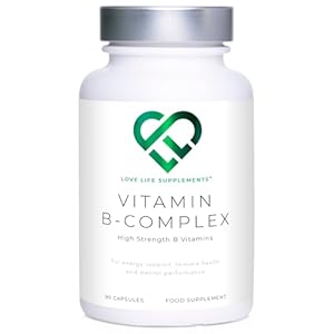 Vitamin B Complex High Strength | 90 Capsules – 90 Day Supply | All 9 B Vitamins B1-B2-B3-B5-B6-B7-B9-B10-B12, Inositol and Choline | Completely Clean – No Fillers | Love Life Supplements
