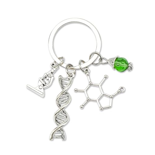 Porta-chaves personalizado de aço inoxidável com microscópio e ferramentas químicas, amuleto da sorte para o início escolar e boas amigas, presente de aniversário ideal para mulheres e colegas,, Prata