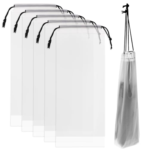 Mozeat Lens 6 Pcs Umbrella Bags Wet Umbrella Cases Clear Umbrella Cover Wet Umbrella Bags Folding Umbrella Storage Bag Waterproof Travel Umbrellas Sleeves with Drawstring