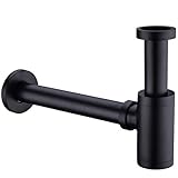 TRUSTMI Bottle P Trap Brass Round 1 1/4 Inch Decorative P-Trap, Adjustable Bathroom Basin Sink Waste...