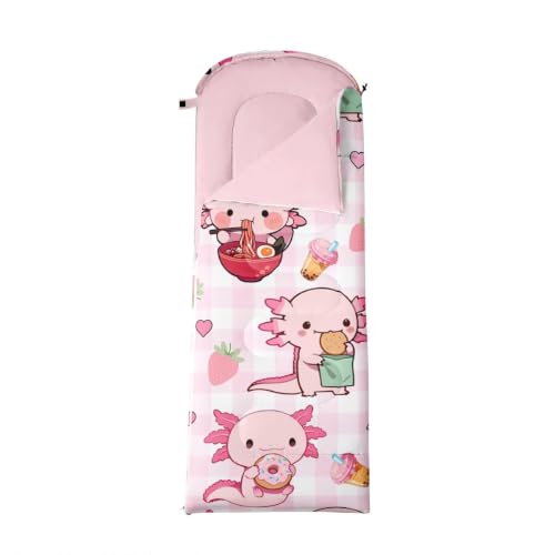 Feelyou Bolsa de Dormir para Niños con Diseño de Axolotl, 3 Temporadas, Impermeable, 41°F-77°F miniatura 4