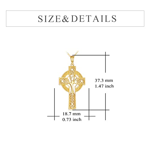 KECHO 14K Solid Gold Cross Pendant Necklace14K Real Gold Religious Jewelry Gifts for Men Women4