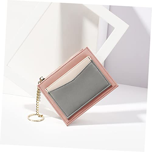 FRCOLOR Zipper Wallet for Women Multi Pocket PU Leather Keychain Purse Compact Card Holder Zipper Pink Wallet for Everyday Use2