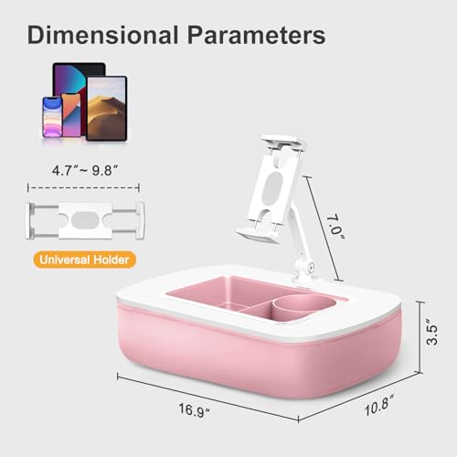 ERGONOV Tablet Pillow Stand for Lap Use with Snack Bowl and 360° Rotating Arm, Adjustable iPad Holder for Bed, Couch, and Recliner, Compatible with 4.7"-13" Kindle, iPad, Tablet, Phone,Pink by ERGONOV - Used condition - Image 7