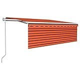 vidaXL Gelenkarmmarkise Automatisch mit Jalousie Markise Sonnenmarkise Balkonmarkise Sonnenschutz Sichtschutz Garten Terrasse Balkon 4,5x3m Orange Braun
