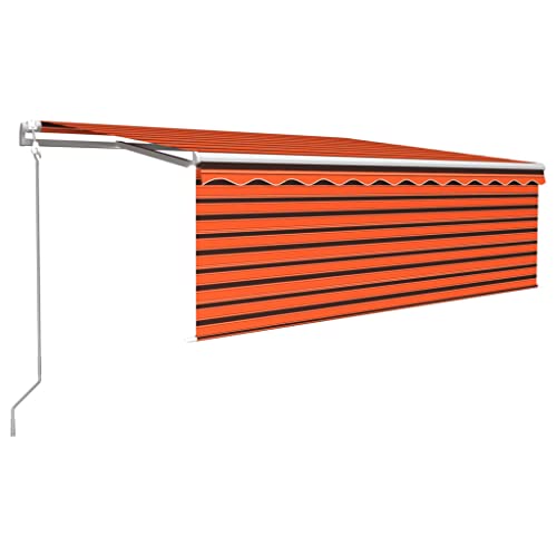 vidaXL Gelenkarmmarkise Automatisch mit Jalousie Markise Sonnenmarkise Balkonmarkise Sonnenschutz Sichtschutz Garten Terrasse Balkon 4,5x3m Orange Braun