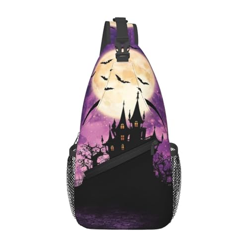 Halloween Bat Sling Bag Cute Pumpkin Crossbody Backpack Shoulder Chest Bags for Men Women Cycling Travel Walking