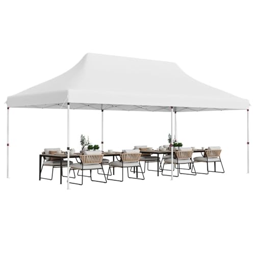 Image of THESHELTERS - 10x20 ft Outdoor Canopy Tent, Instant Foldable & Pop up Garden Gazebo Tent for Decoration, Party, Event, Wedding & Camping (White)