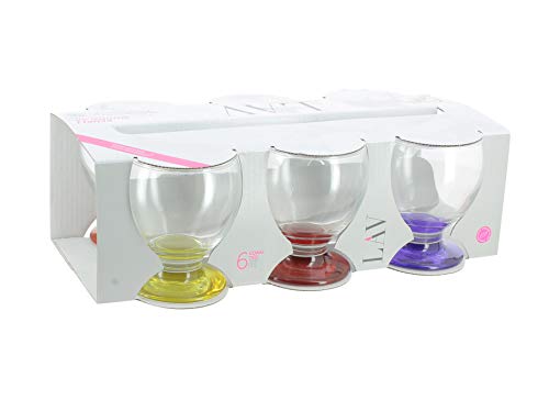 Lav 1618072 Pack de 6 Verres à Pieds 21cl Fond Couleur, Transparent