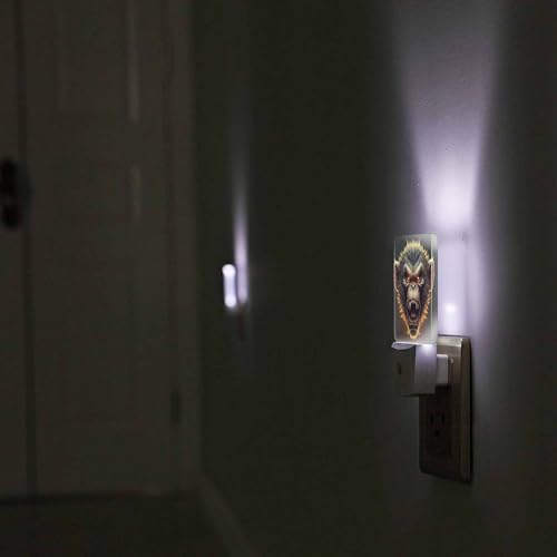 Image of LED Night Light,Angry Monkey LED Night Light Plug into Wall with Dusk to Dawn Light Sensor White Energy Efficient Nightlight for Bedroom Bathroom Hallway Living Room Kitchen