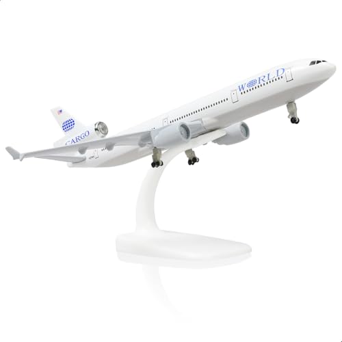 QIYUMOKE MD -11 Trans World 1/300 Druckguss Metall Flugzeug Flugzeugmodell mit Stand TWA Flugzeugmodellkit für Erwachsenenmodellflugzeug (8,3 Zoll) für Luftfahrtbegeisterte Geschenke