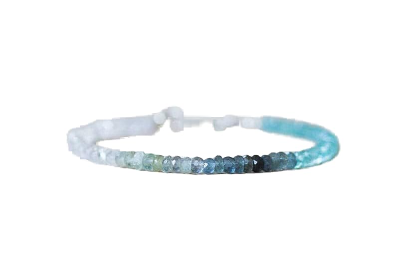 Bracelet en aigue-marine mousse facettée 3mm avec fermoir argenté LCBR-4432