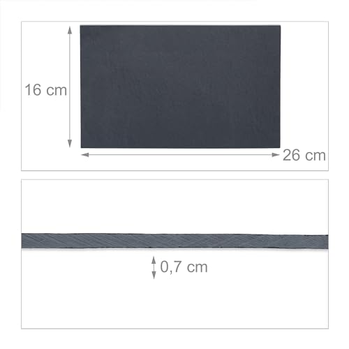Plat de service fromage rectangulaire noir Relaxdays 26 x 16 cm