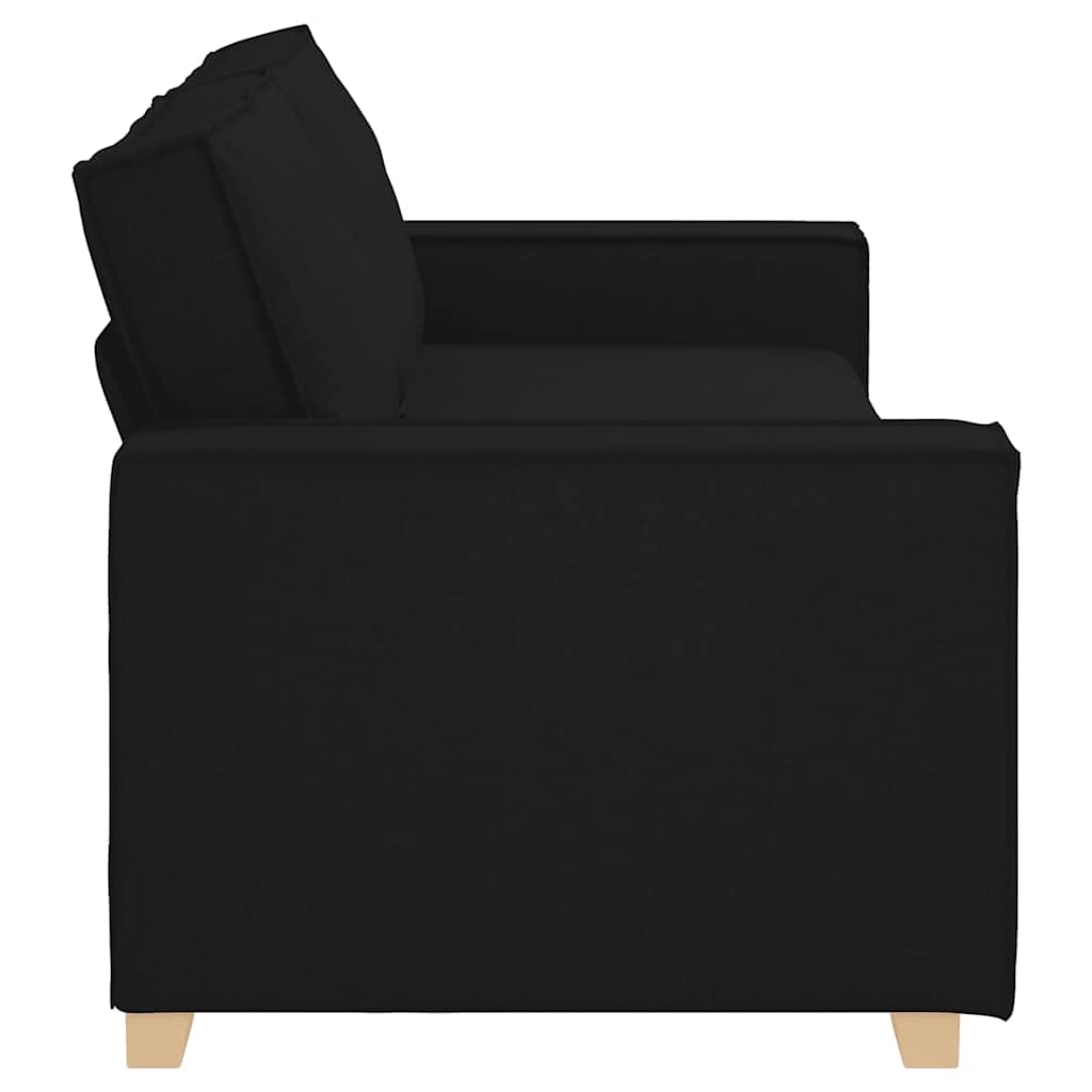 Sofá de 3 plazas, color negro, 220 x 78 x 84 cm, tela 100% poliéster, estructura de madera y metal, reposabrazos anchos cómodos para salón, oficina, habitación de invitados