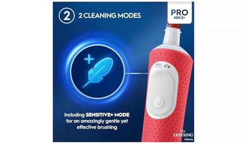 Oral-B Pro Kids König der Löwen Elektrische Zahnbürste/Electric Toothbrush für Kinder ab 3 Jahren, inklusive Sensitiv+ Modus für Zahnpflege, extra weiche Borsten, 1 Aufsteckbürste, 4 Sticker - Afbeelding 6