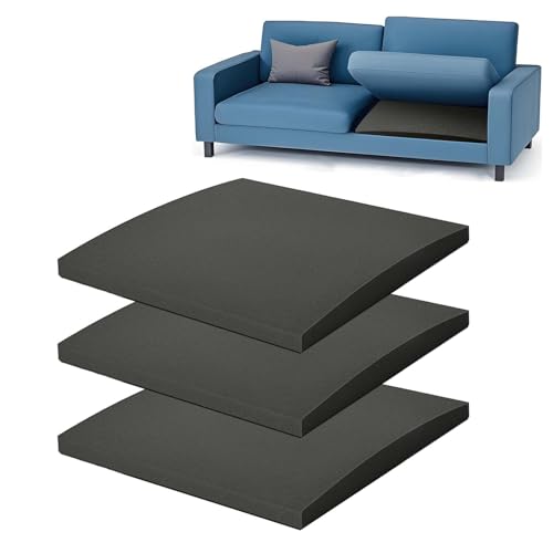 ZYNERY 3 soportes de cojín para sofá, 55 x 55 cm, espuma de alta densidad para asiento caído, curva, asiento de muebles, reparación de hundimiento