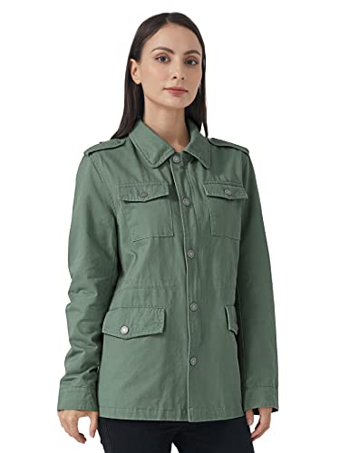 WenVen Women's Lightweight Canvas Cotton Military Jacket Utility Lapel Anorak4