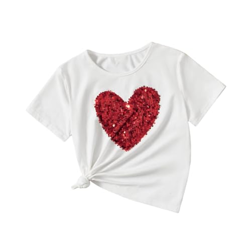 SweatyRocks Girl's Graphic Print Contrast Sequin T Shirt Scoop Neck Short Sleeve Tee Tops