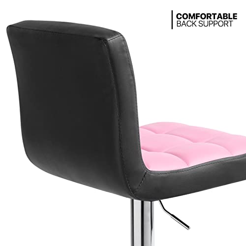 Monibloom Adjustable Bar Stools Set Of 2 Modern Pu Leather Counter Height Barstools With Swivel Seat And Footrest For Pub Cafe Chairs, Pink/Black #TOP4