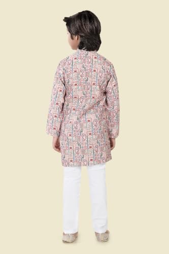 Image of Boys Cotton Full Sleeve Printed Kurta Pyjama Set, Chikankari Kurta Kids Ethnic wear Festive & Traditional Outfit | Boys Kurta Pajama Set